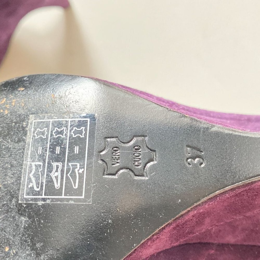 Heyraud Purple  Suede Zip up Wedge Booties 37 - Picture 7 of 8